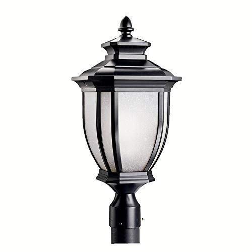 kichler-salisbury-21-75-1-light-outdoor-post-light-black-with-white-linen-glass- image 5