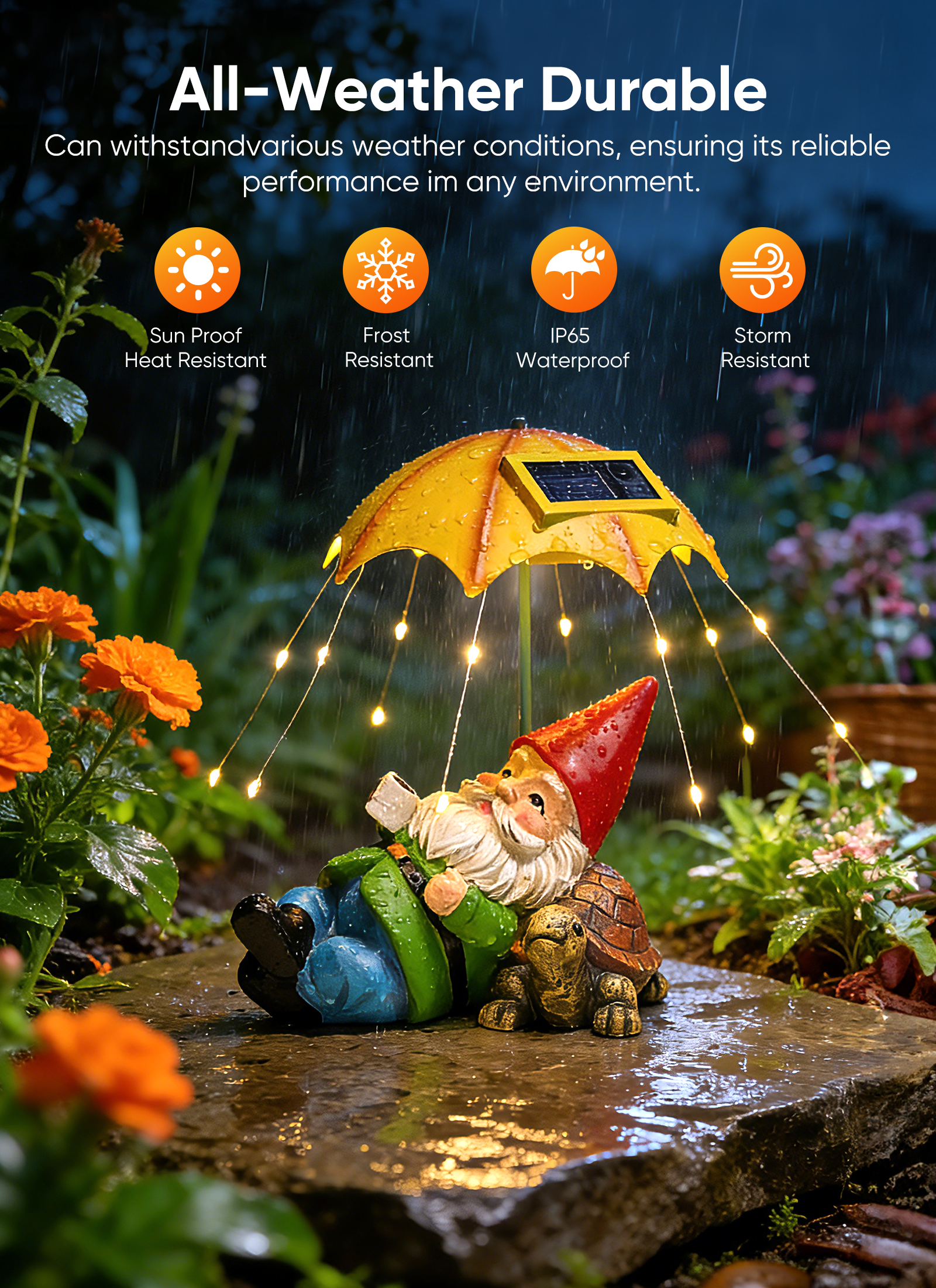 brightown-solar-gnome-statue-with-32-led-lights-waterproof-garden-decor-auto-on- image 4
