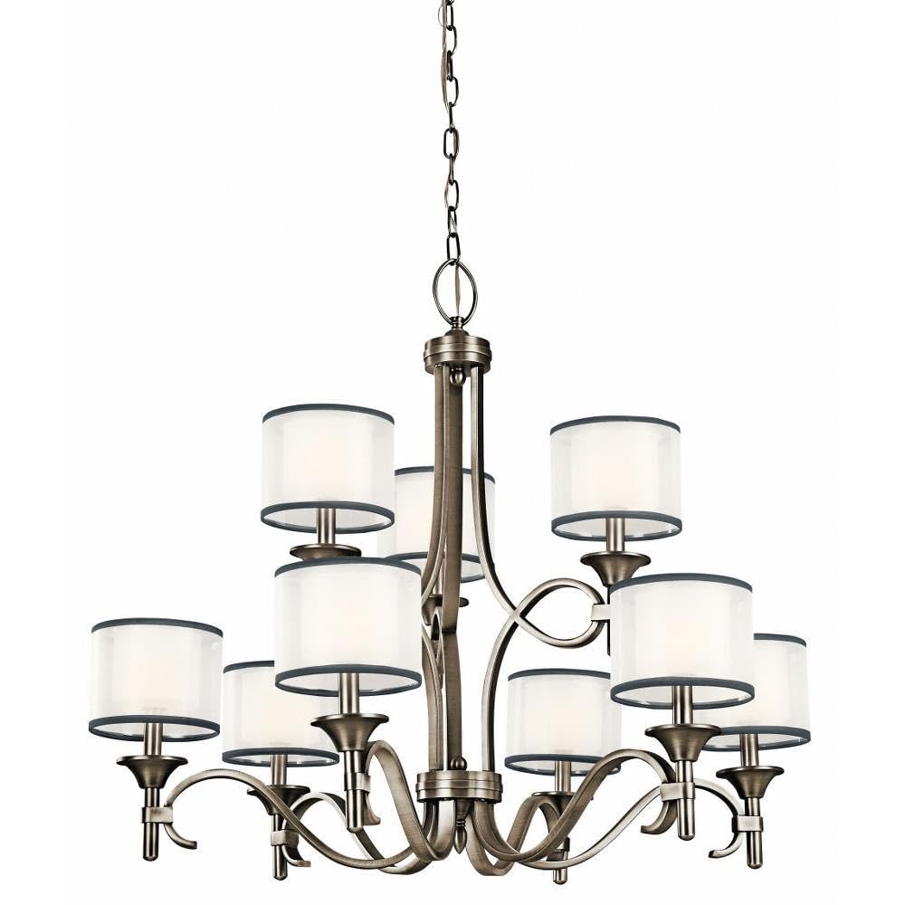 kichler-lacey-29-5-9-light-2-tier-chandelier-in-antique-pewter-with-organza-shad image 1