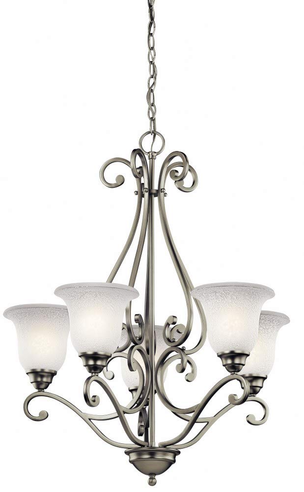 kichler-camerena-31-25-5-light-chandelier-brushed-nickel-with-white-scavo-glass- image 1