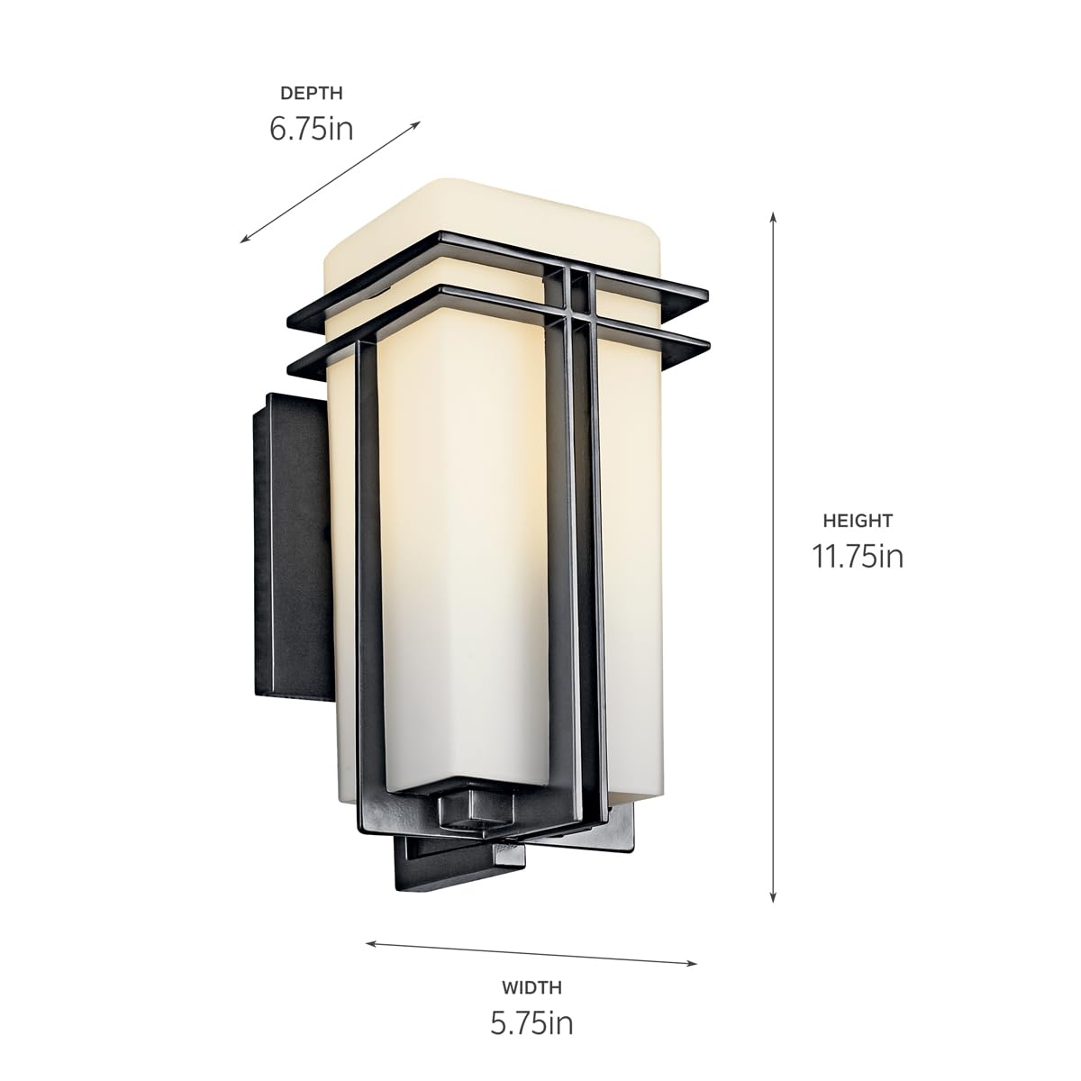kichler-tremillo-outdoor-wall-sconce-in-black-49200bk-with-opal-glass image 8