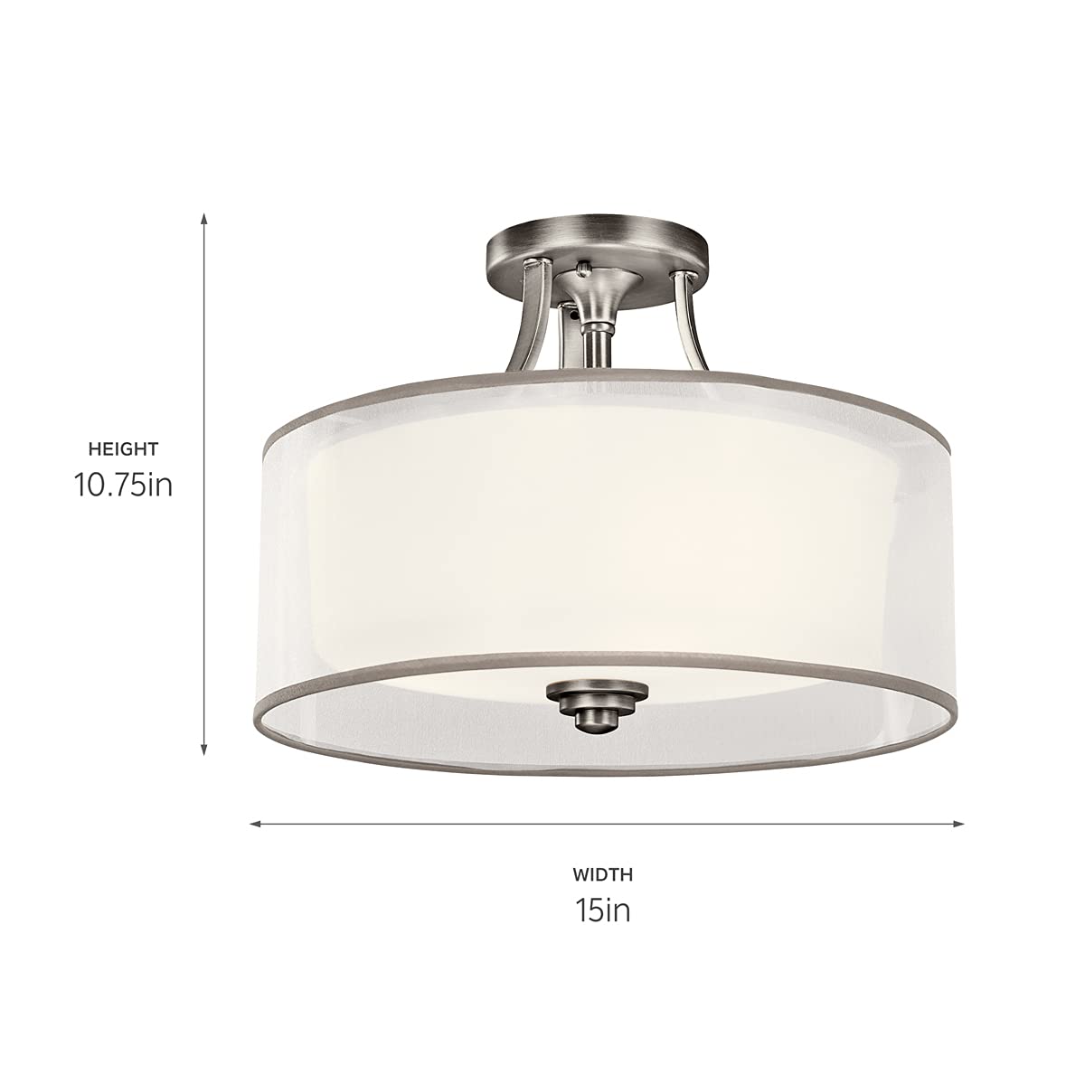 kichler-lacey-42386ap-semi-flush-mount-antique-pewter-15-with-organza-shade-3-li image 2