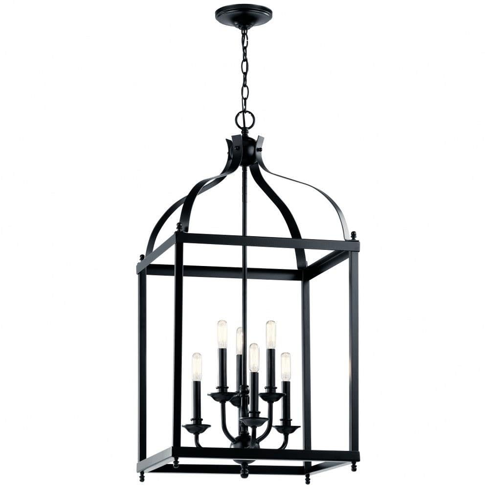 kichler-larkin-42568bk-6-light-pendant-chandelier-black image 1