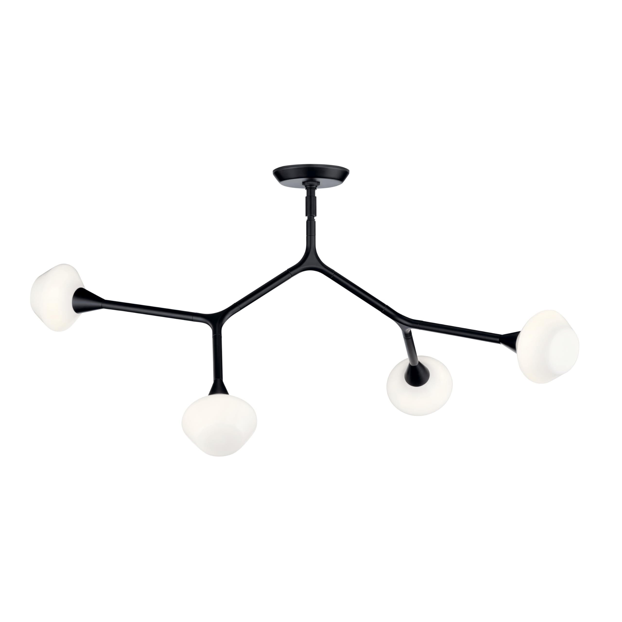 kichler-cassius-4-light-convertible-chandelier-black-soft-modern-with-opal-glass image 2