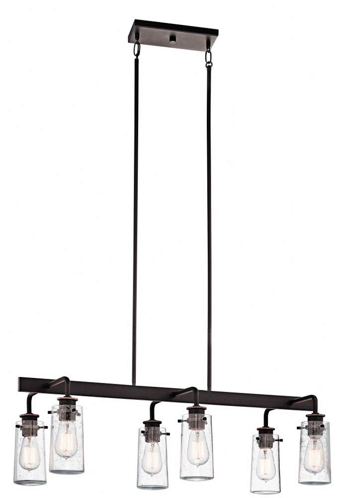 kichler-braelyn-6-light-linear-chandelier-olde-bronze-seeded-glass-34-wide-43059 image 1