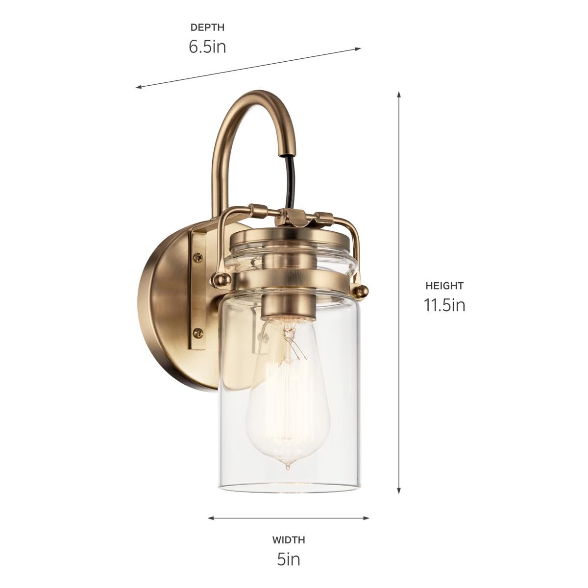kichler-brinley-11-5-1-light-wall-sconce-brushed-nickel-mason-jar-glass-shade-45 image 8