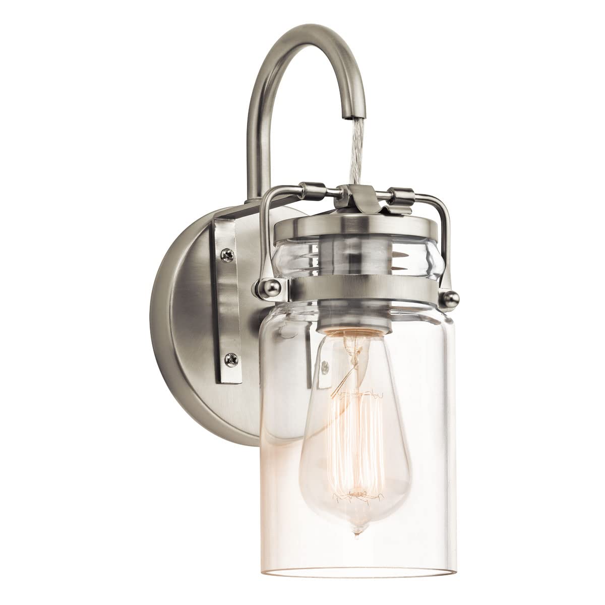 kichler-brinley-11-5-1-light-wall-sconce-brushed-nickel-mason-jar-glass-shade-45 image 1