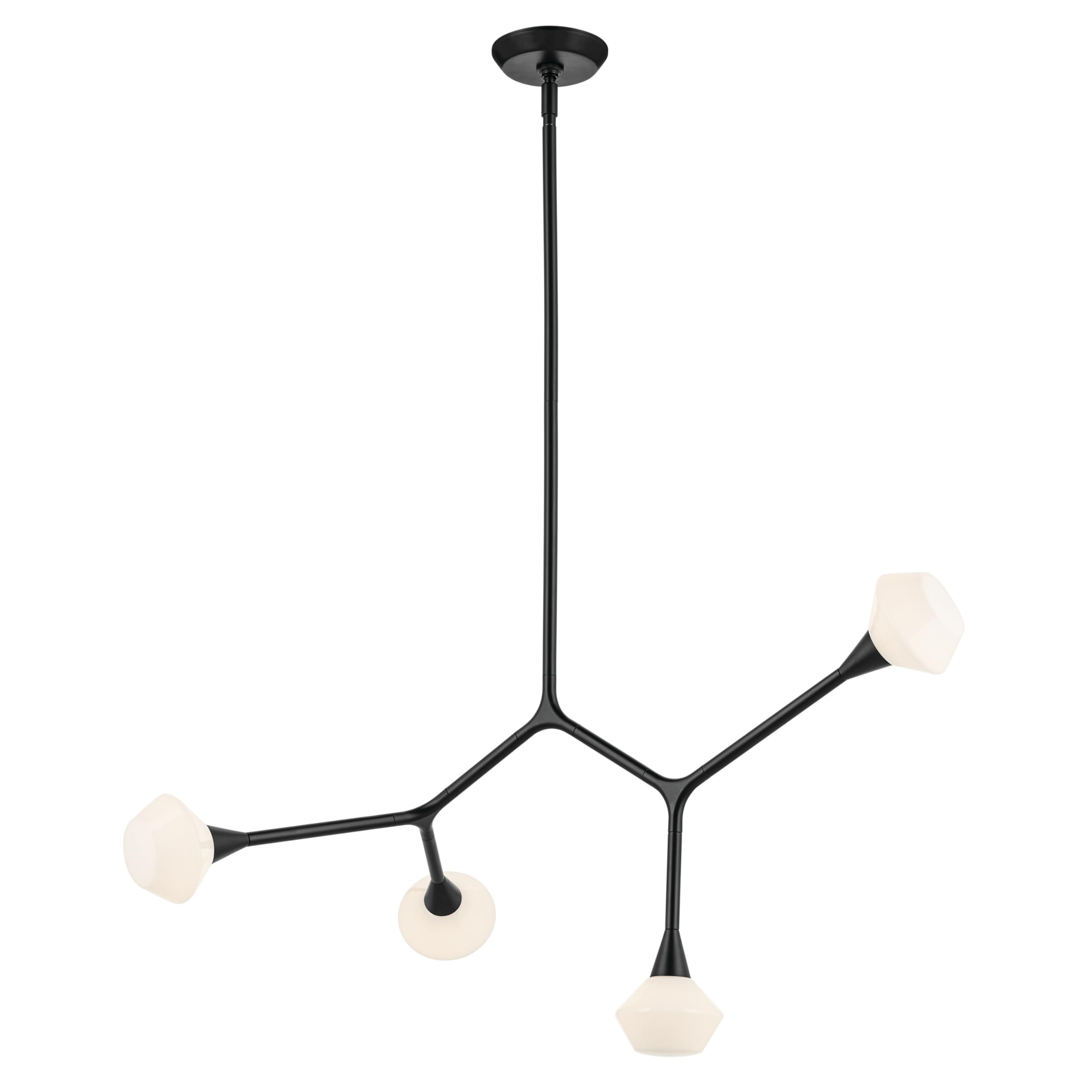 kichler-cassius-4-light-convertible-chandelier-black-soft-modern-with-opal-glass image 1