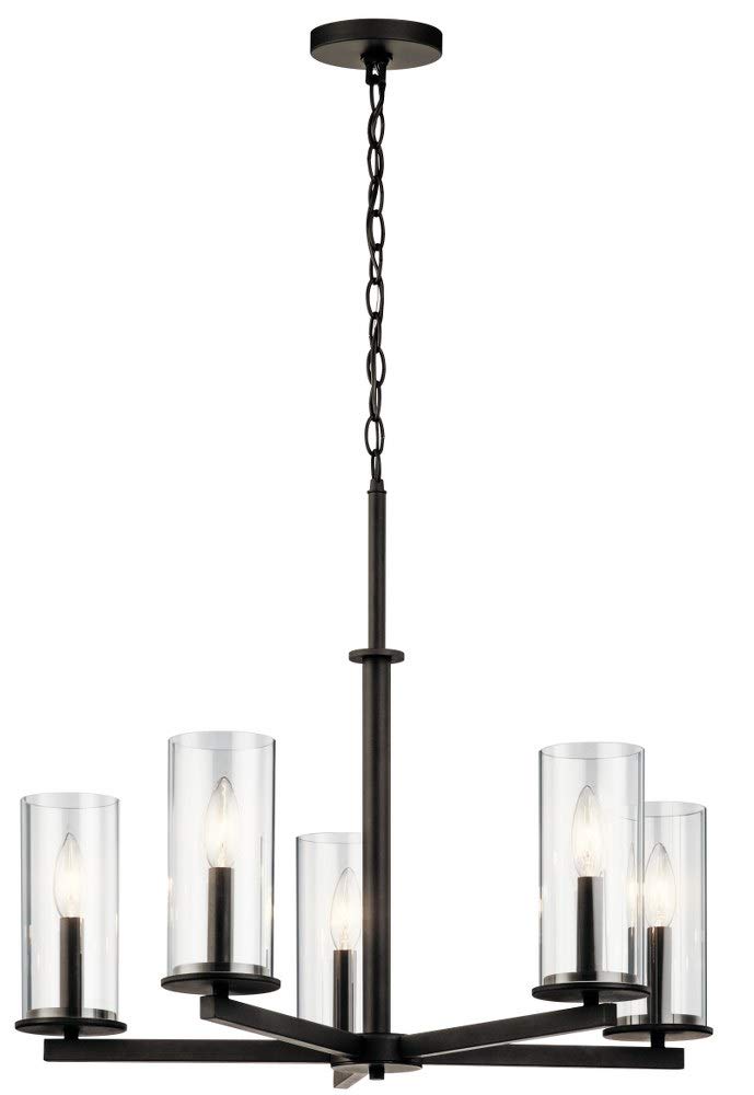 kichler-crosby-5-light-chandelier-in-olde-bronze-43999oz-with-clear-glass-shades image 1