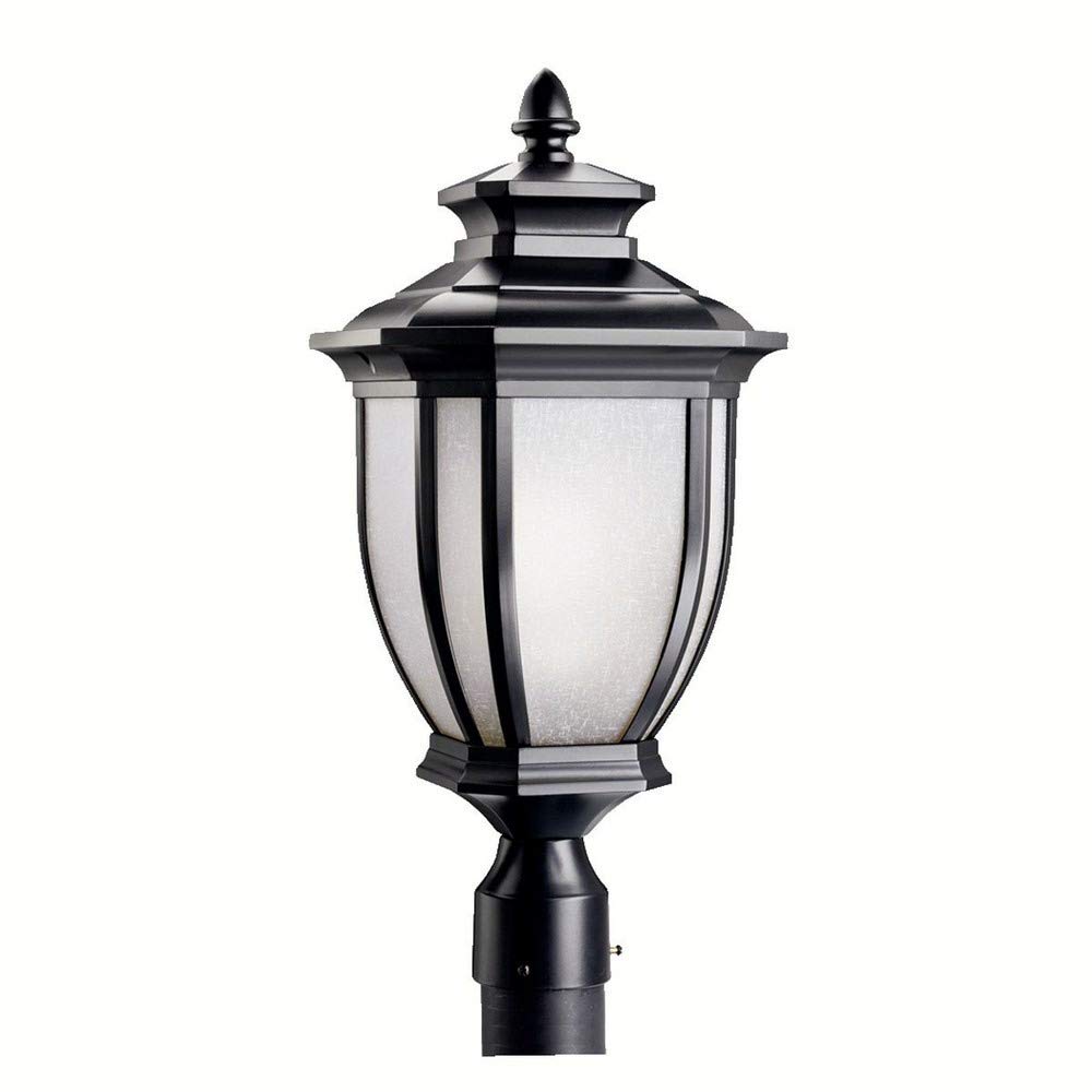 kichler-salisbury-21-75-1-light-outdoor-post-light-black-with-white-linen-glass- image 2