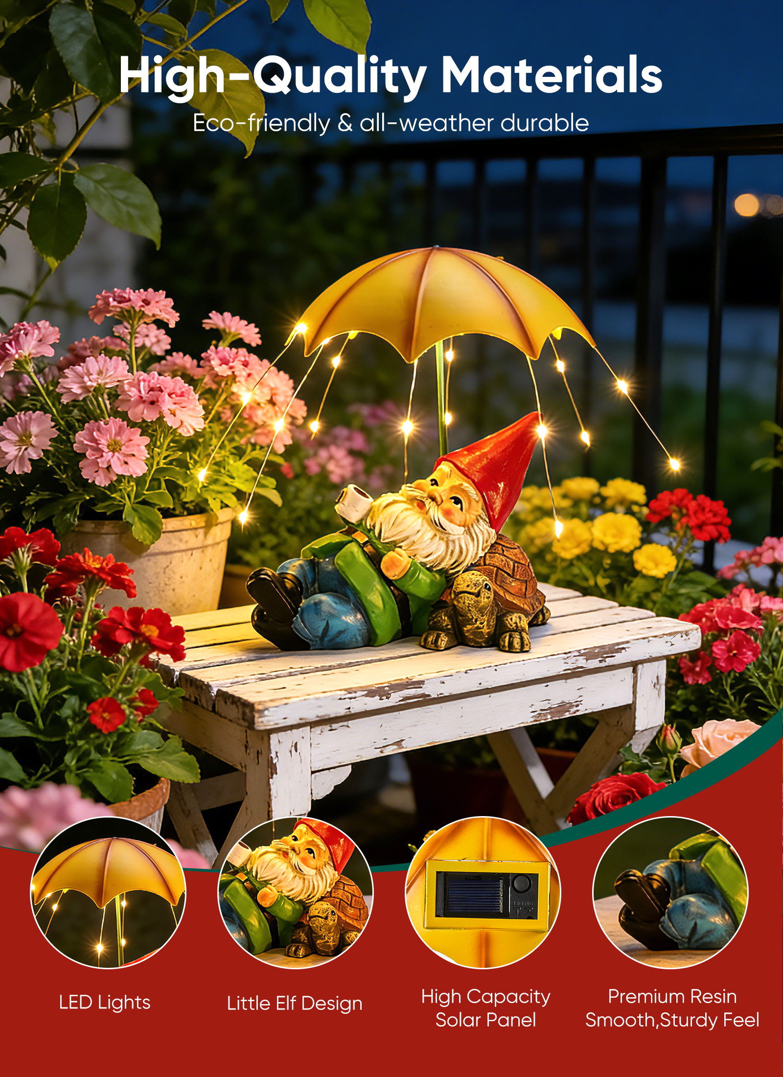brightown-solar-gnome-statue-with-32-led-lights-waterproof-garden-decor-auto-on- image 5