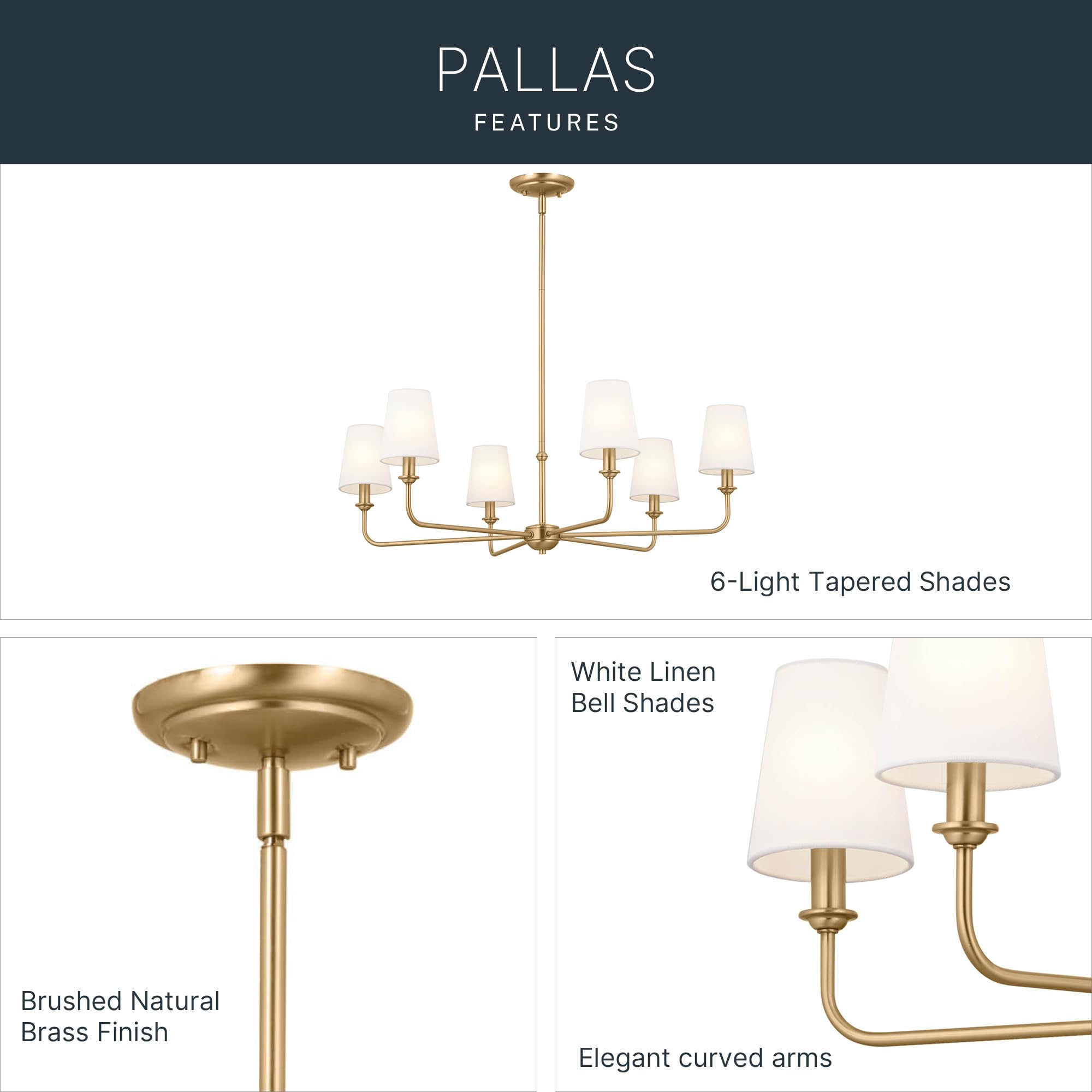 kichler-pallas-6-light-chandelier-brushed-natural-brass-with-optional-linen-tape image 5