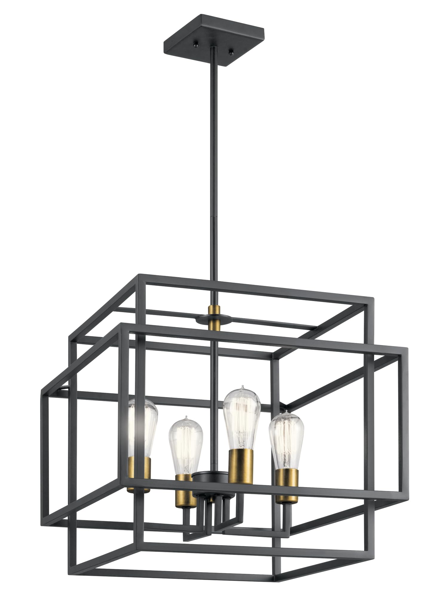 kichler-taubert-16-5-4-light-pendant-light-black-with-natural-brass image 1