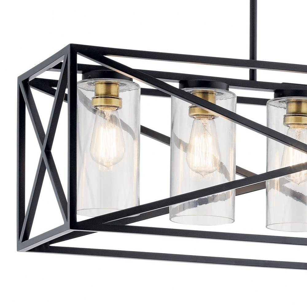 kichler-moorgate-5-light-linear-chandelier-black-brass-vintage-industrial-design image 7