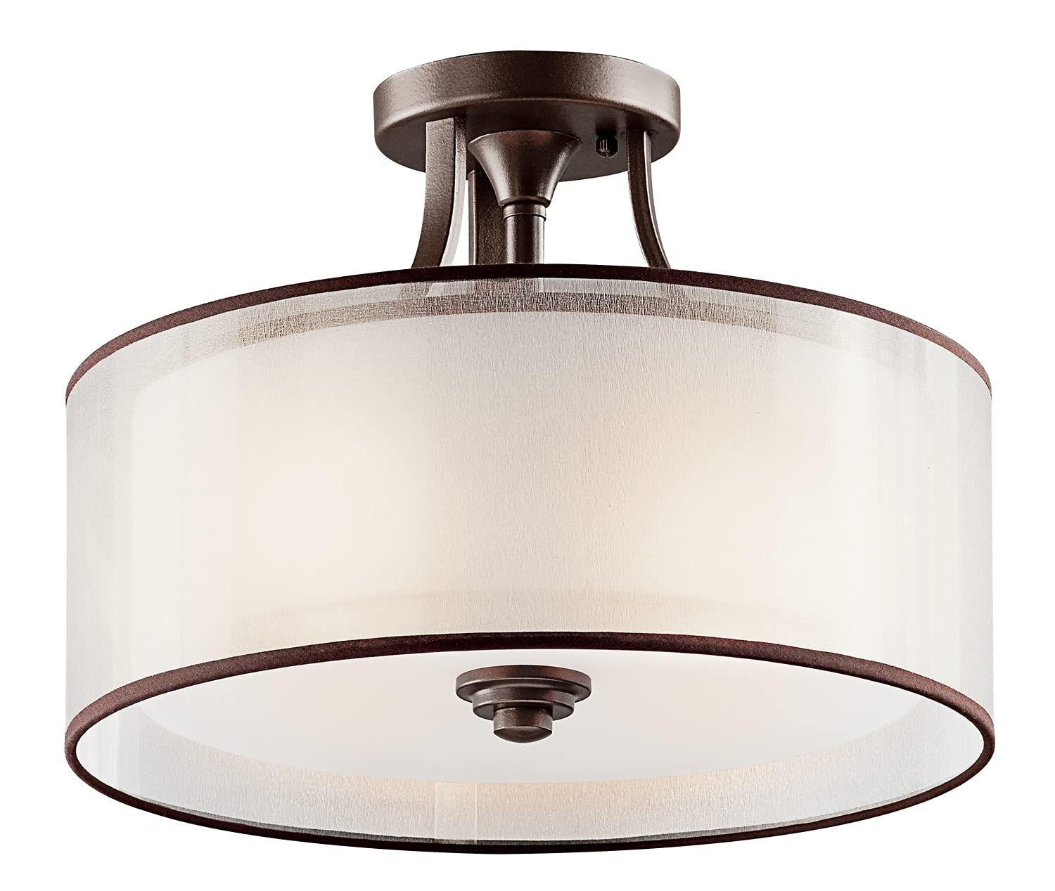 kichler-lacey-42386ap-semi-flush-mount-antique-pewter-15-with-organza-shade-3-li image 7
