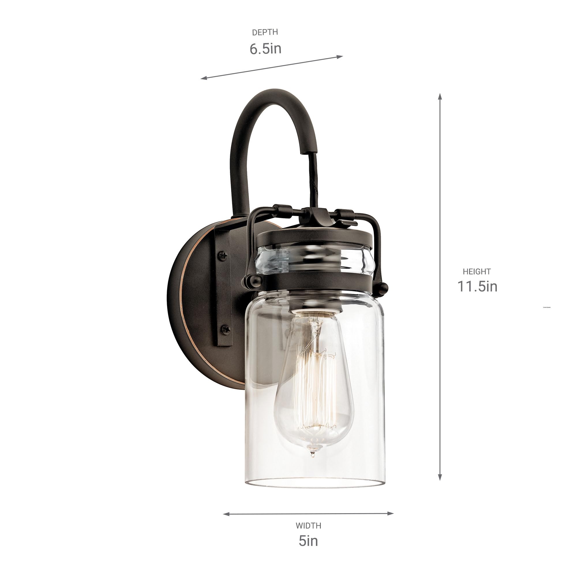 kichler-brinley-11-5-1-light-wall-sconce-brushed-nickel-mason-jar-glass-shade-45 image 7