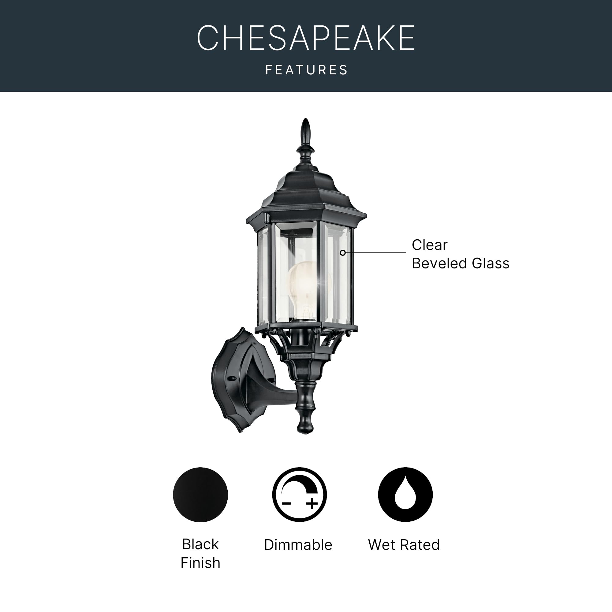 kichler-chesapeake-1-light-outdoor-wall-sconce-black-49255bk image 4