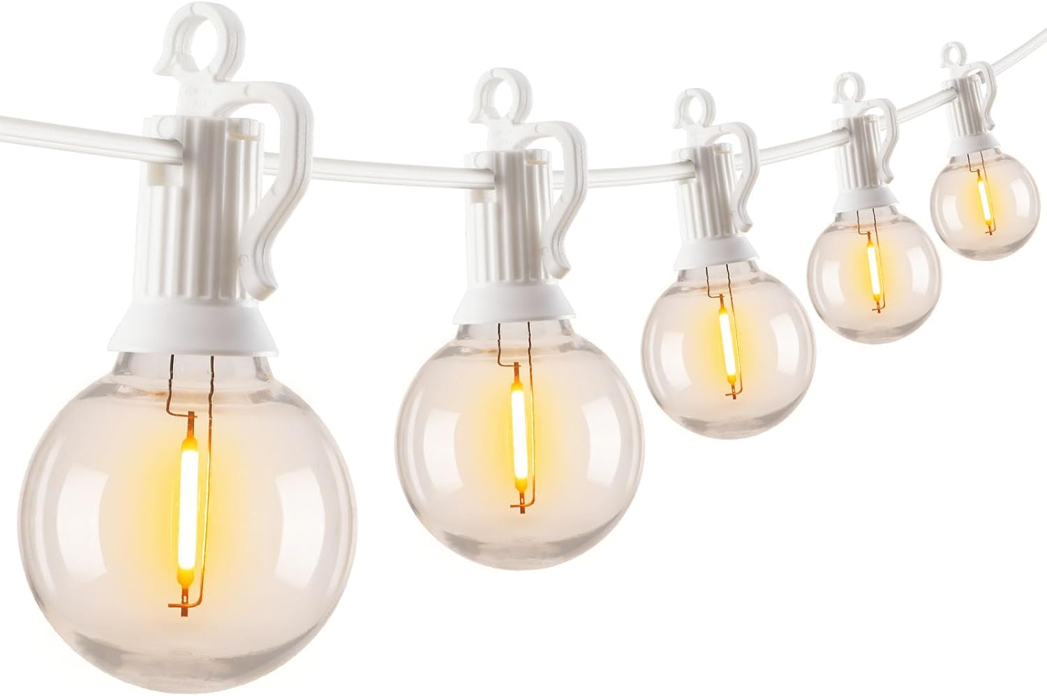 brightown-29ft-plug-in-g40-led-string-lights-12-bulbs-e12-base-white-wire-patio- image 1