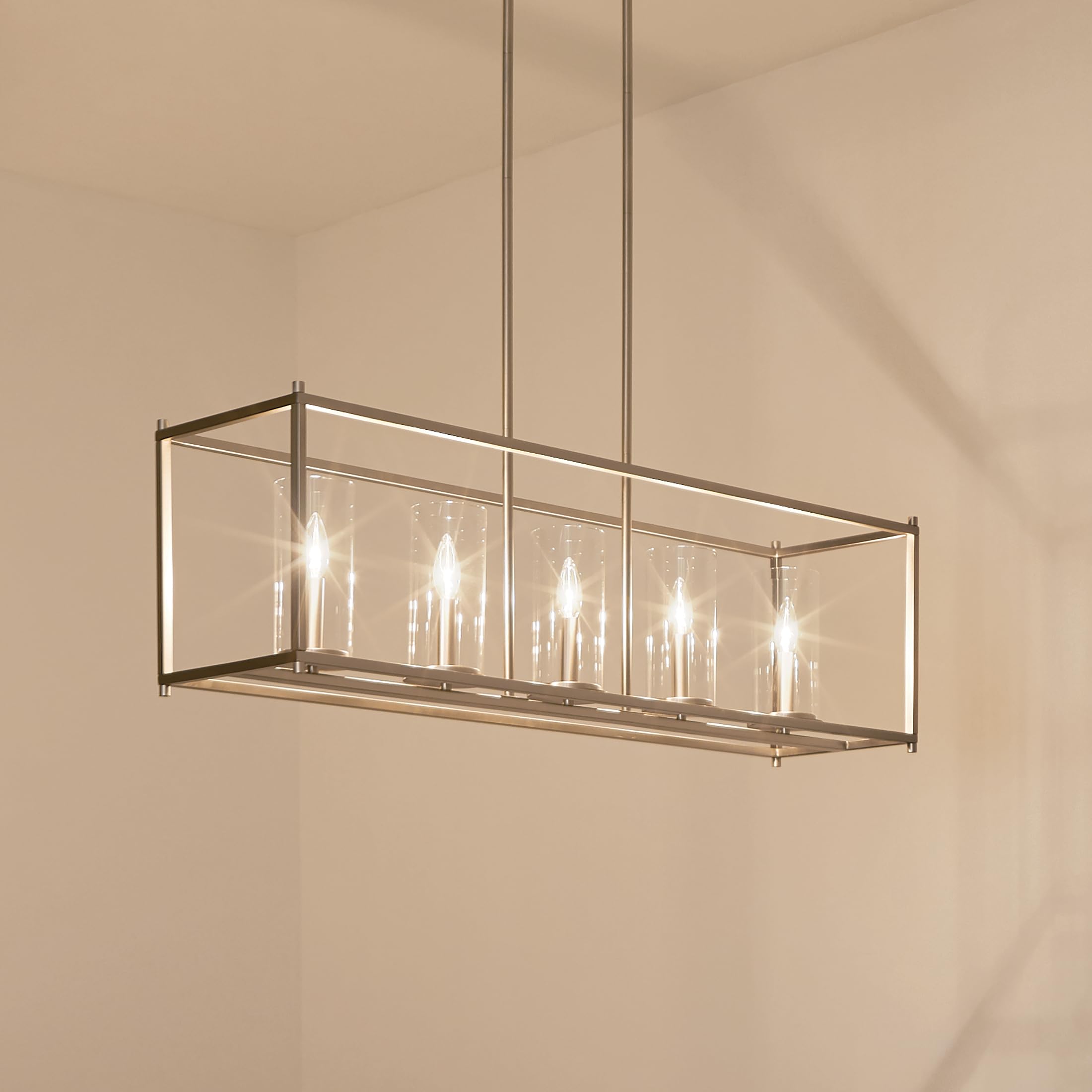 kichler-crosby-43995ni-5-light-linear-chandelier-brushed-nickel-41-25-with-clear image 3