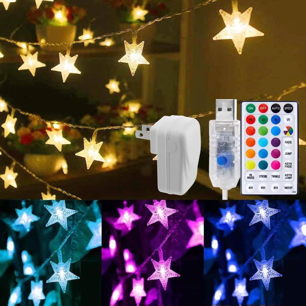brightown-33ft-100-led-star-string-lights-with-remote-and-17-color-modes-for-hol image 1