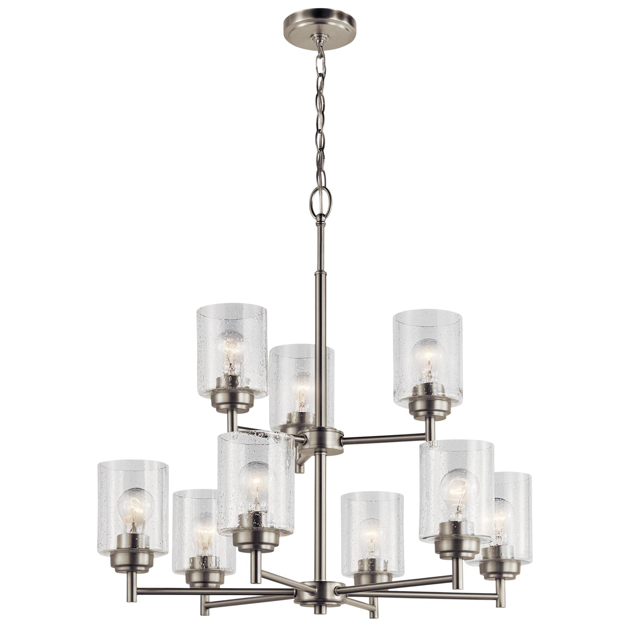 kichler-winslow-27-9-light-2-tier-chandelier-brushed-nickel-with-clear-seeded-gl image 1