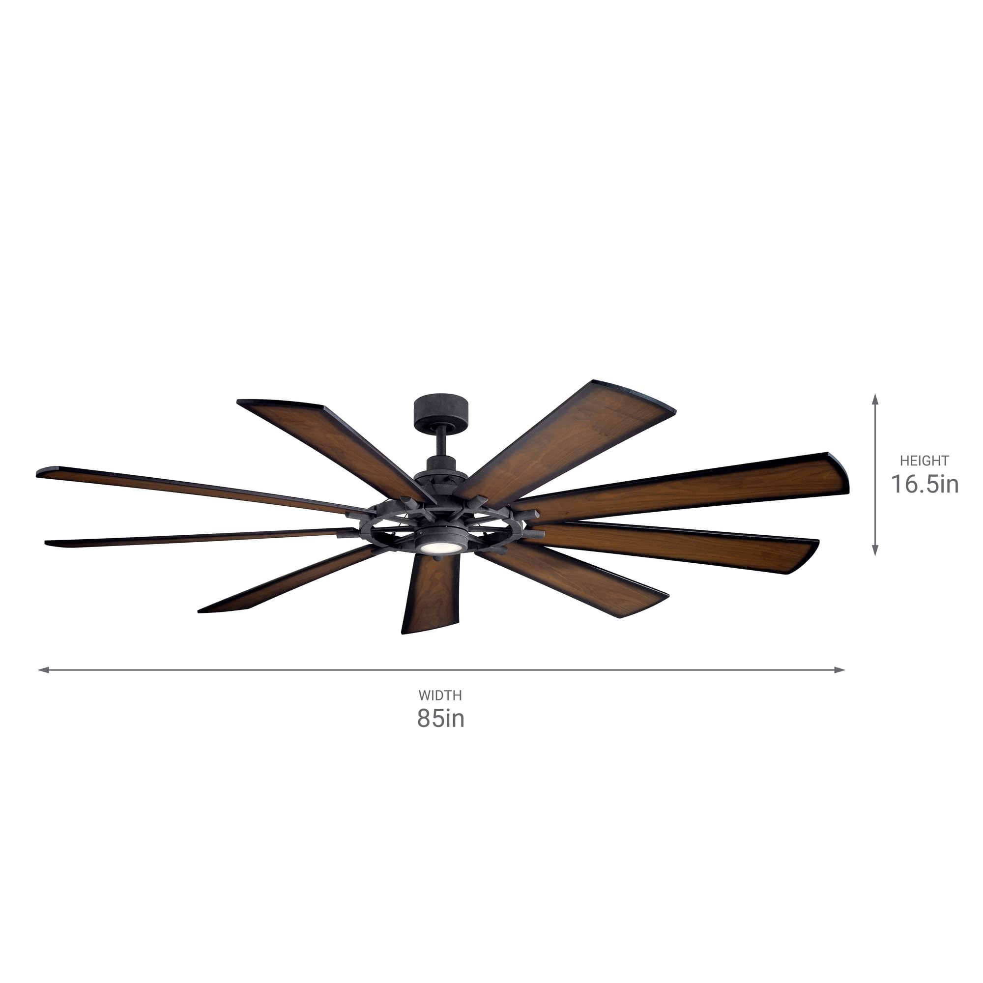 kichler-gentry-xl-300285dbk-85-inch-9-blade-led-ceiling-fan-with-light-distresse image 2