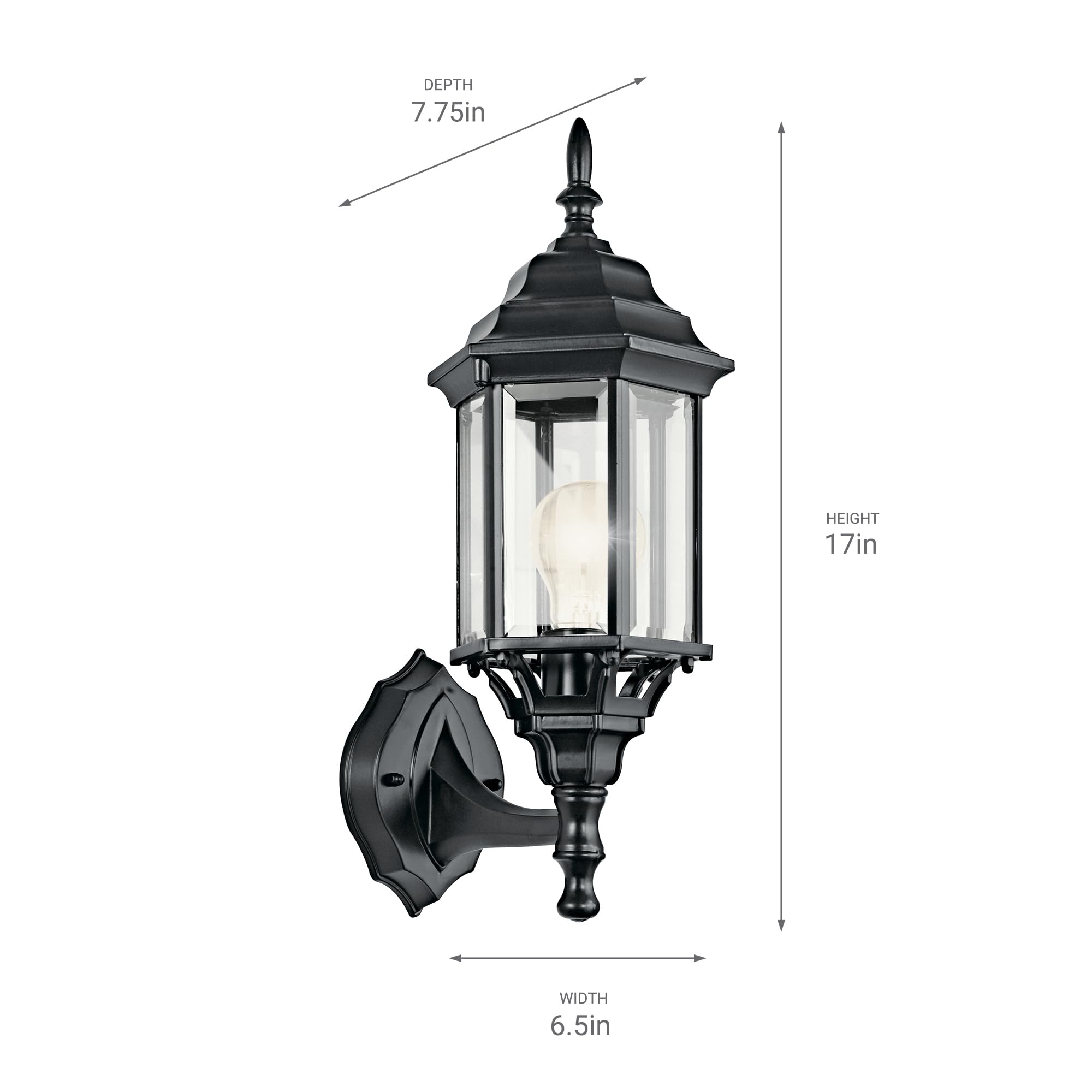 kichler-chesapeake-1-light-outdoor-wall-sconce-black-49255bk image 2