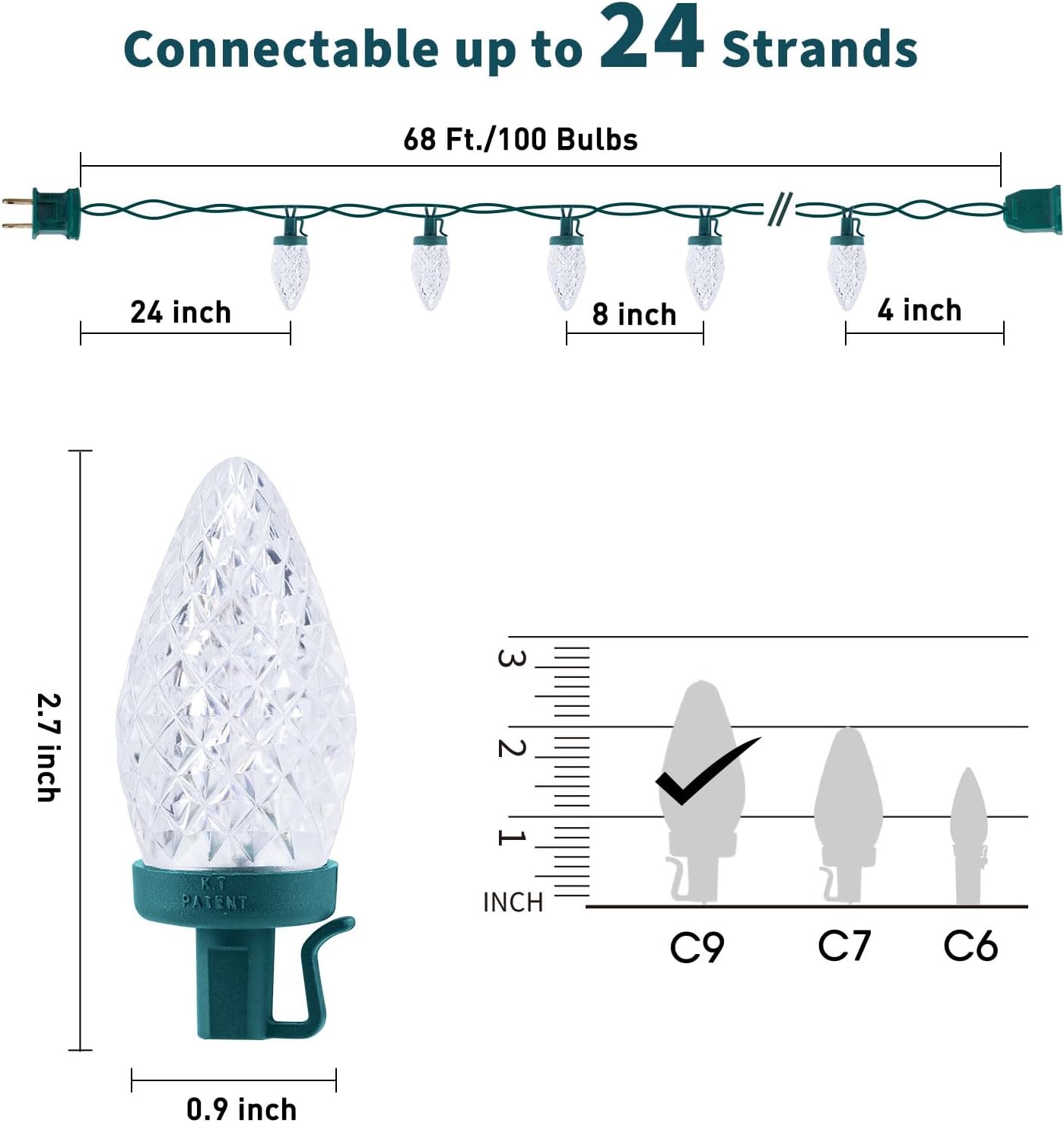 brightown-68ft-100-led-c9-christmas-string-lights-with-quick-clips-pure-white image 4