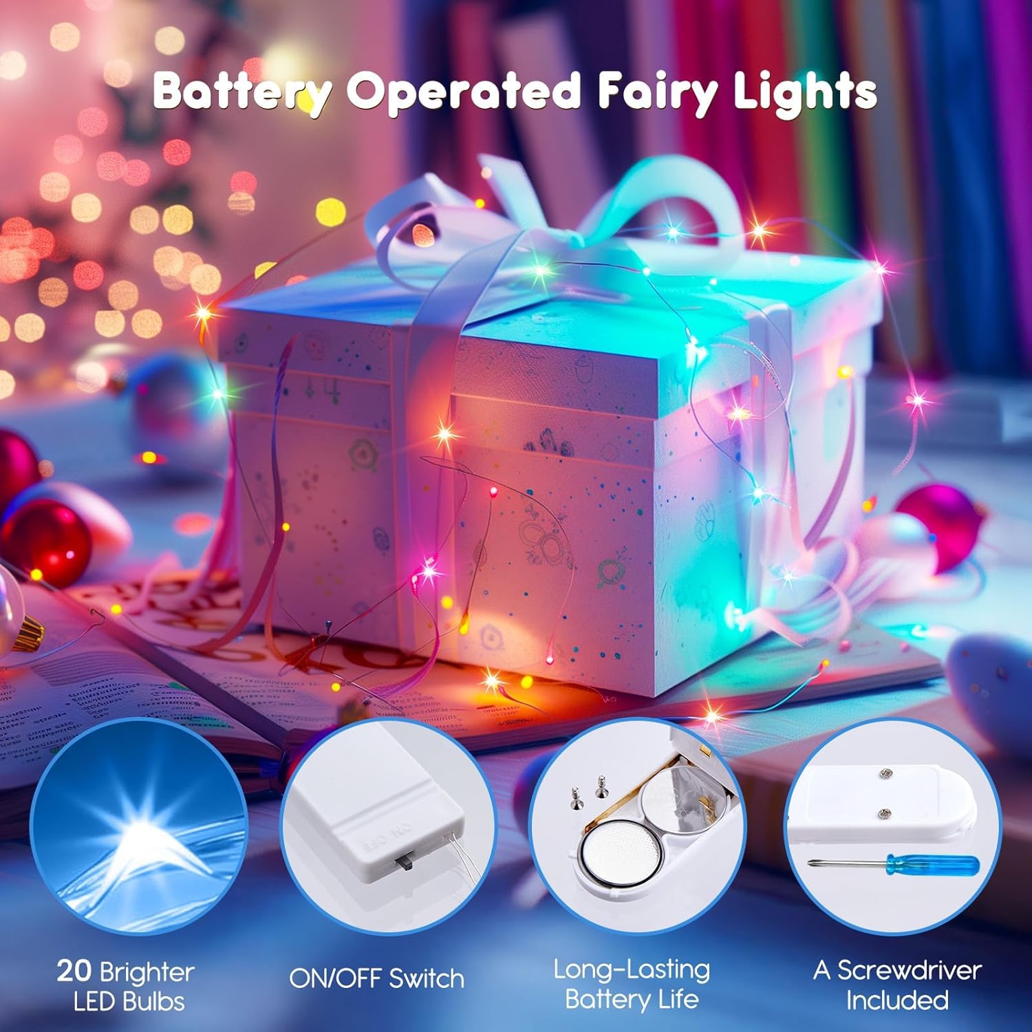 brightown-12-pack-7ft-battery-operated-silver-wire-fairy-lights-with-20-leds-eac image 2