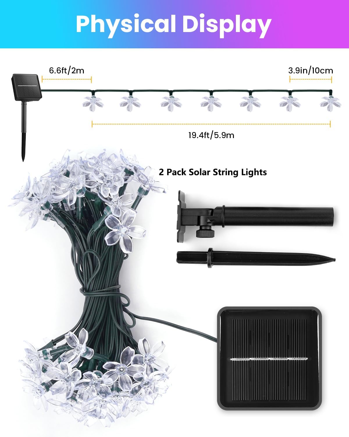 brightown-1-pack-60-led-cherry-blossom-solar-string-lights-for-garden-multicolor image 3