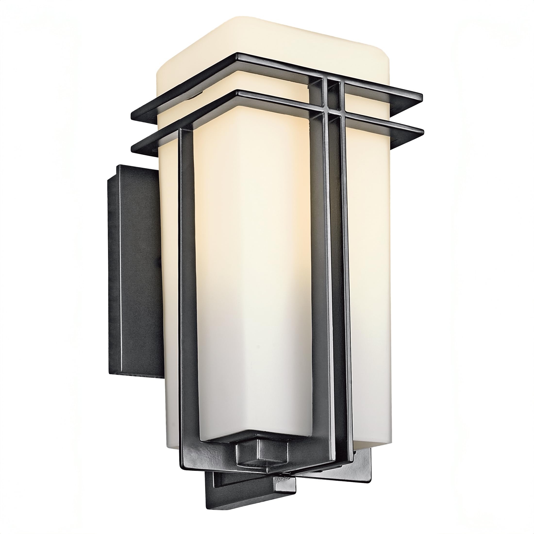 kichler-tremillo-outdoor-wall-sconce-in-black-49200bk-with-opal-glass image 1