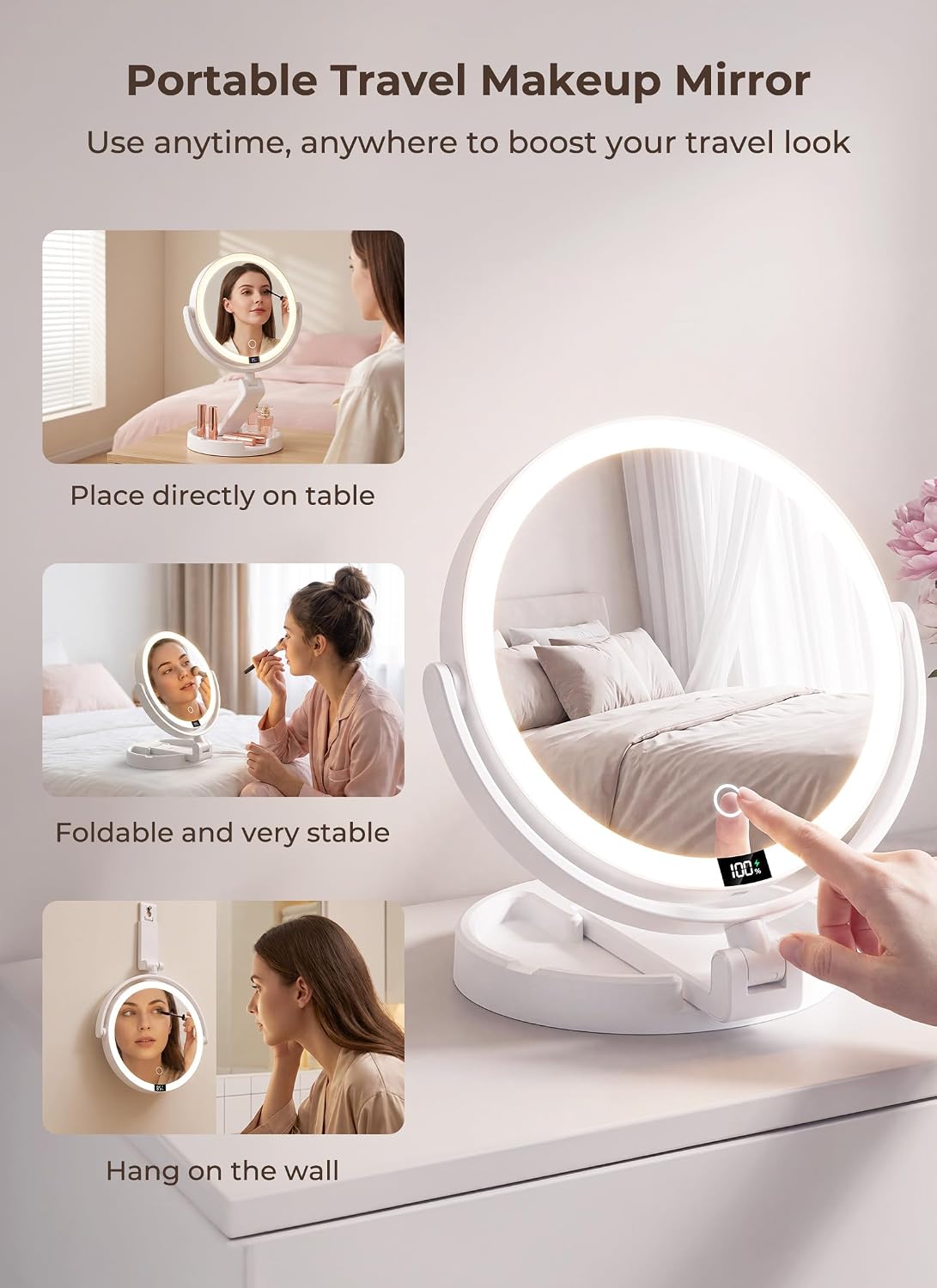 brightown-rechargeable-foldable-1x-10x-magnification-makeup-mirror-with-lights-a image 6