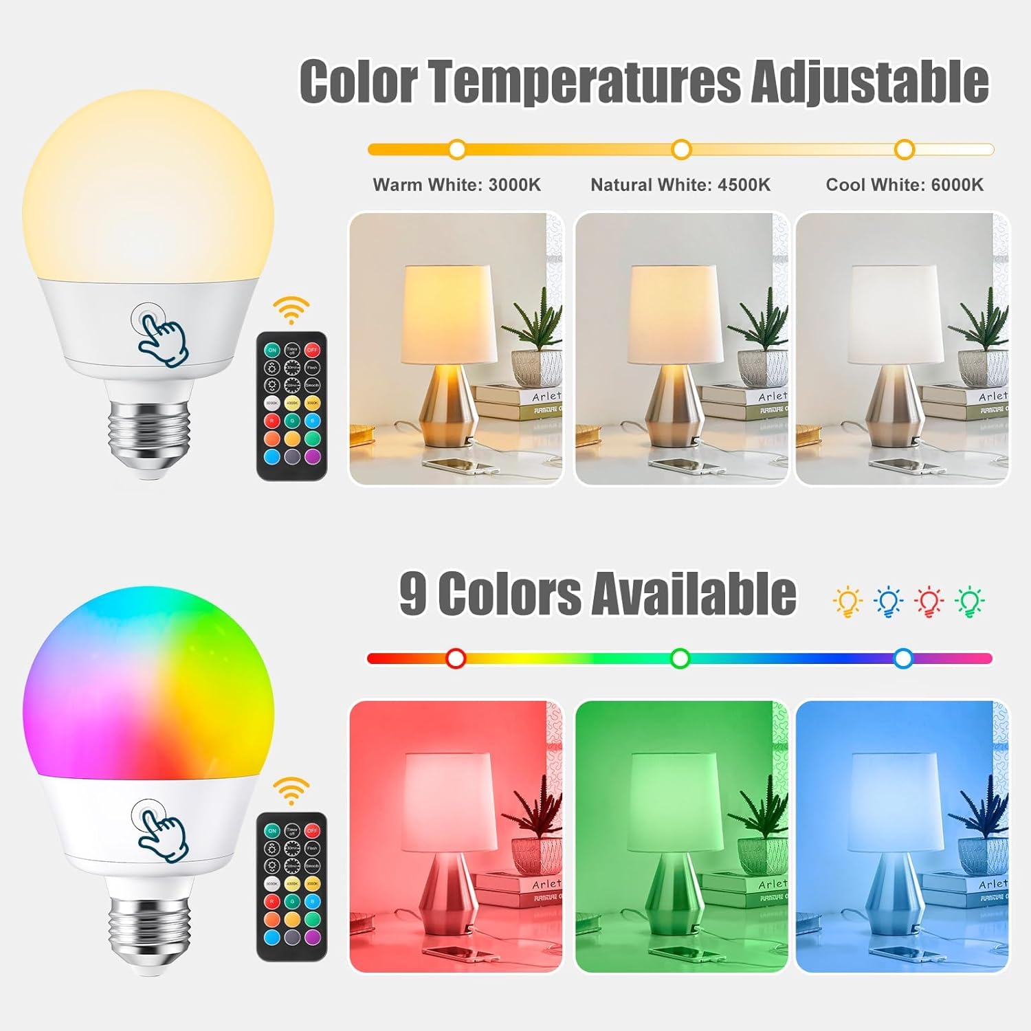 brightown-2-pack-e26-rechargeable-backup-light-bulbs-with-remote-control-3-color image 4