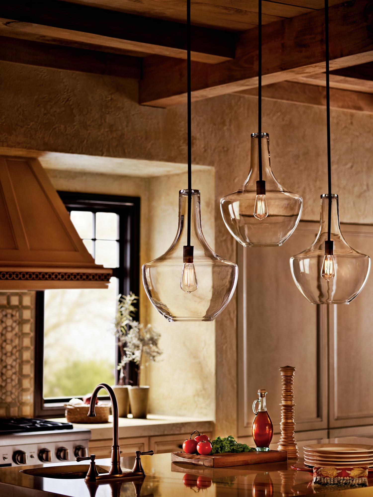 kichler-everly-bell-pendant-light-clear-glass-olde-bronze image 4