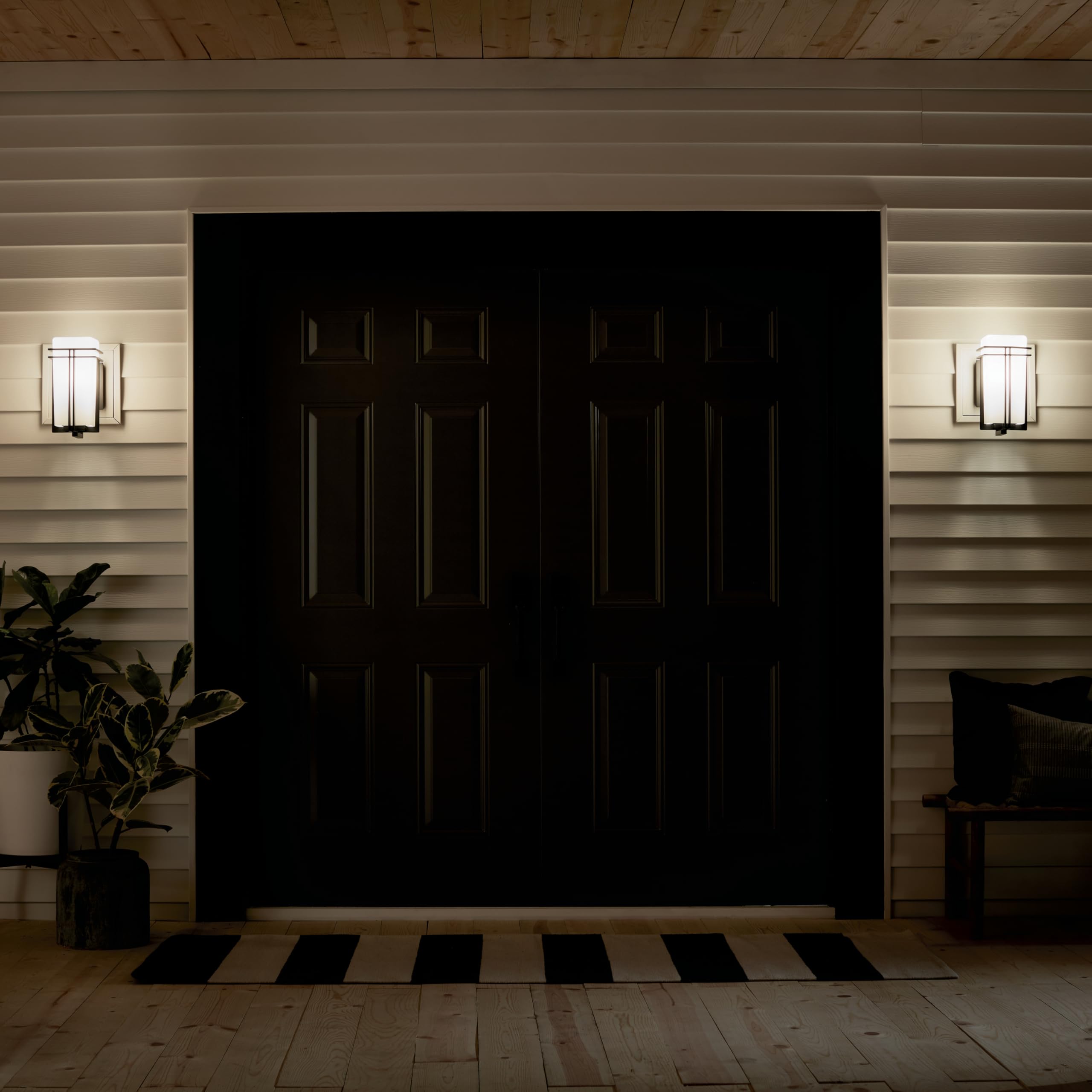 kichler-tremillo-outdoor-wall-sconce-in-black-49200bk-with-opal-glass image 7