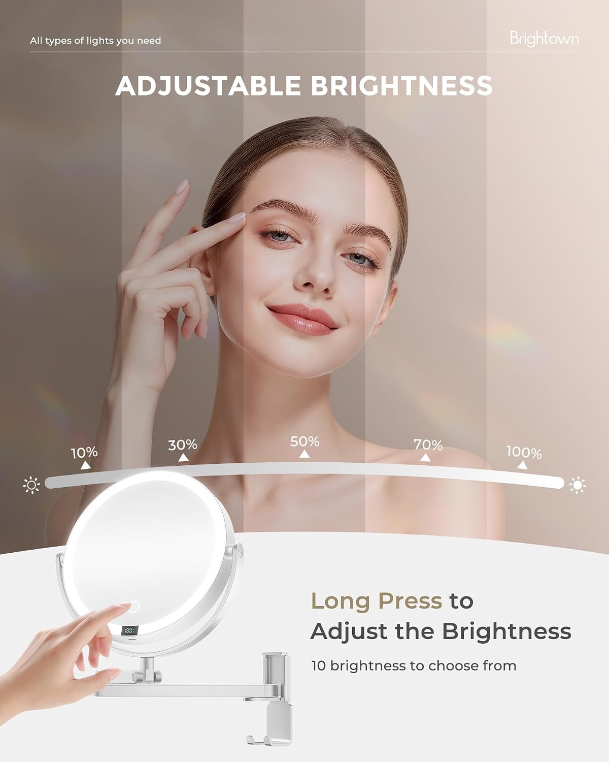 brightown-4000mah-rechargeable-wall-mounted-lighted-makeup-mirror-with-3-color-l image 4