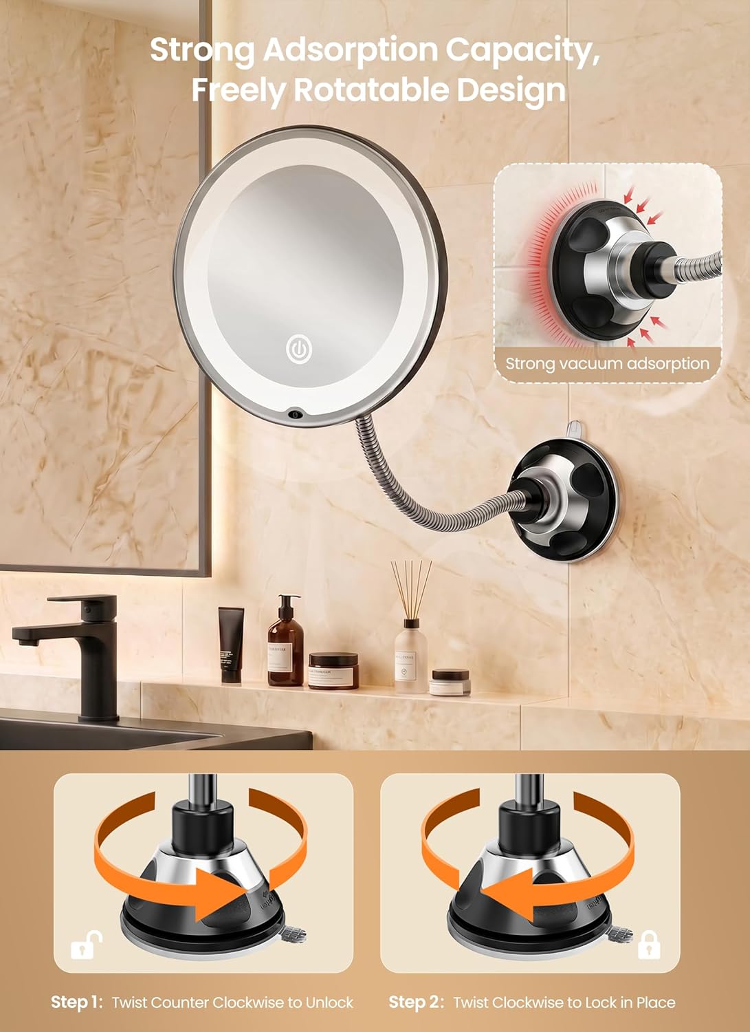 brightown-10x-flexible-gooseneck-battery-operated-makeup-mirror-with-lights-blac image 5