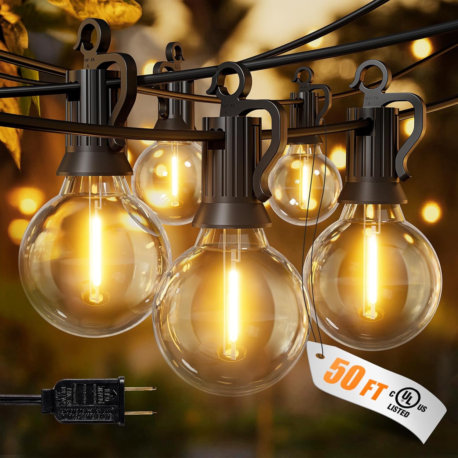 brightown-g40-50ft-plug-in-led-string-lights-25-2-bulbs-dimmable-connectable image 1