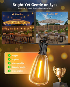 brightown-52ft-15-1-led-shatterproof-solar-string-lights-outdoor-ip65-waterproof image 2