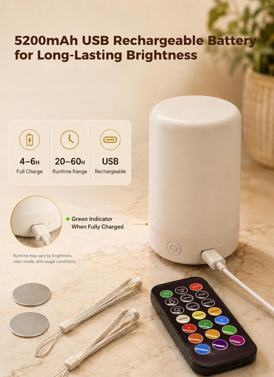brightown-2-pack-e26-rechargeable-light-bulbs-5200mah-remote-timer-9-rgb-colors image 2
