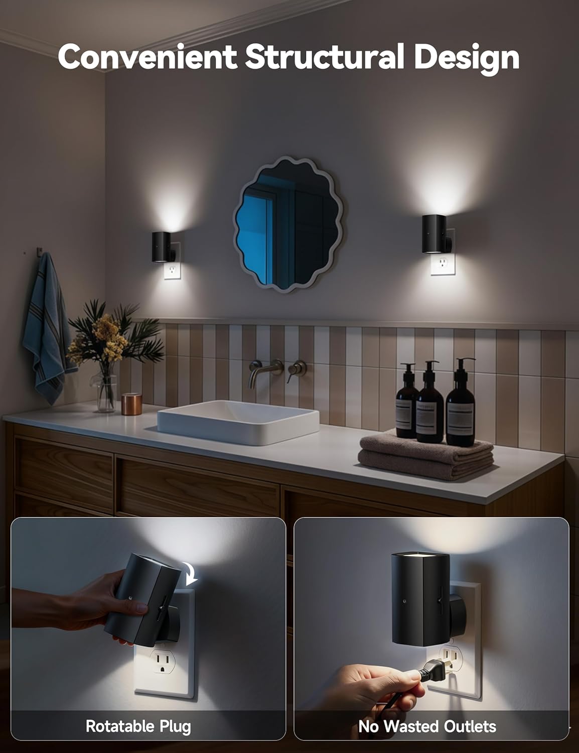 brightown-2-pack-black-plug-in-night-lights-with-rotating-plug-light-sensor-pure image 4
