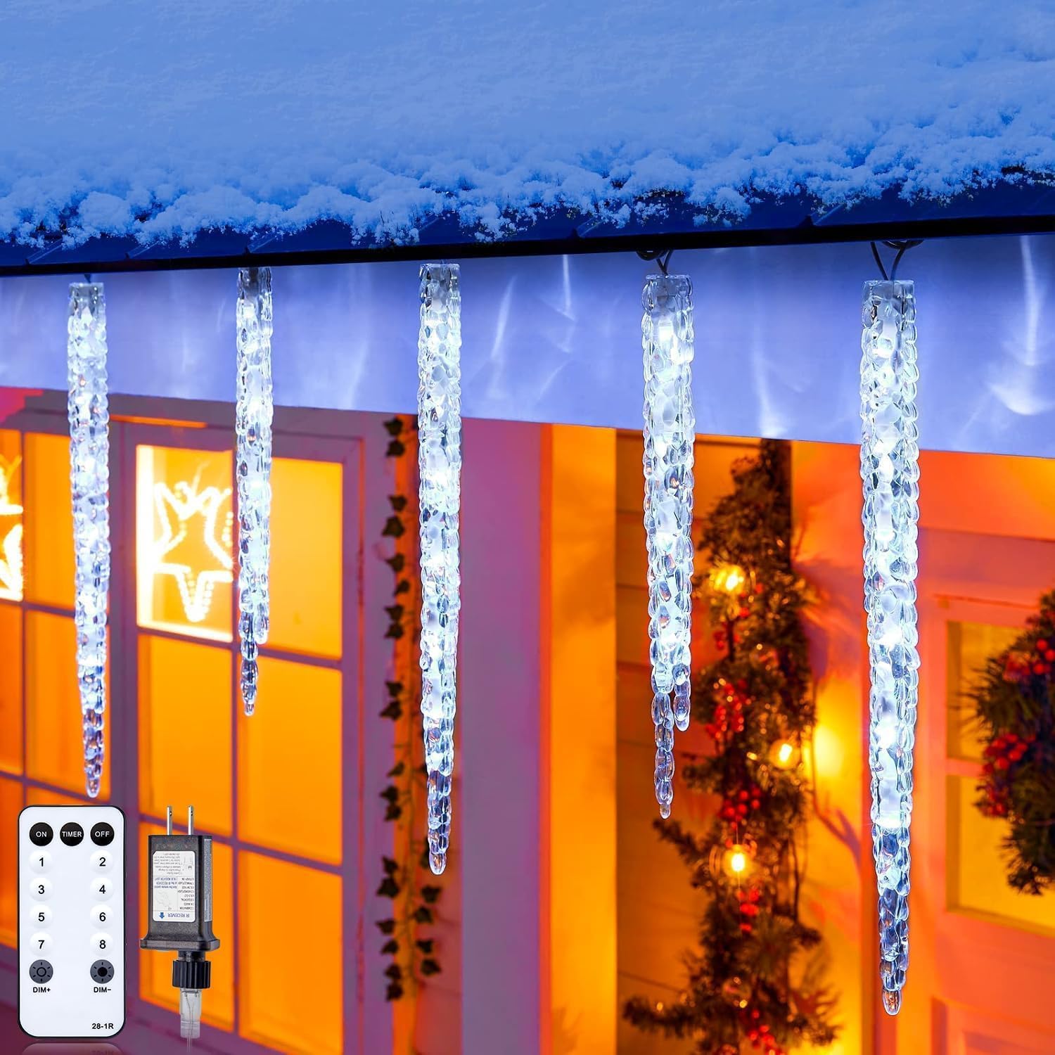brightown-20ft-20-tubes-100-led-christmas-icicle-lights-with-remote-cool-white image 8