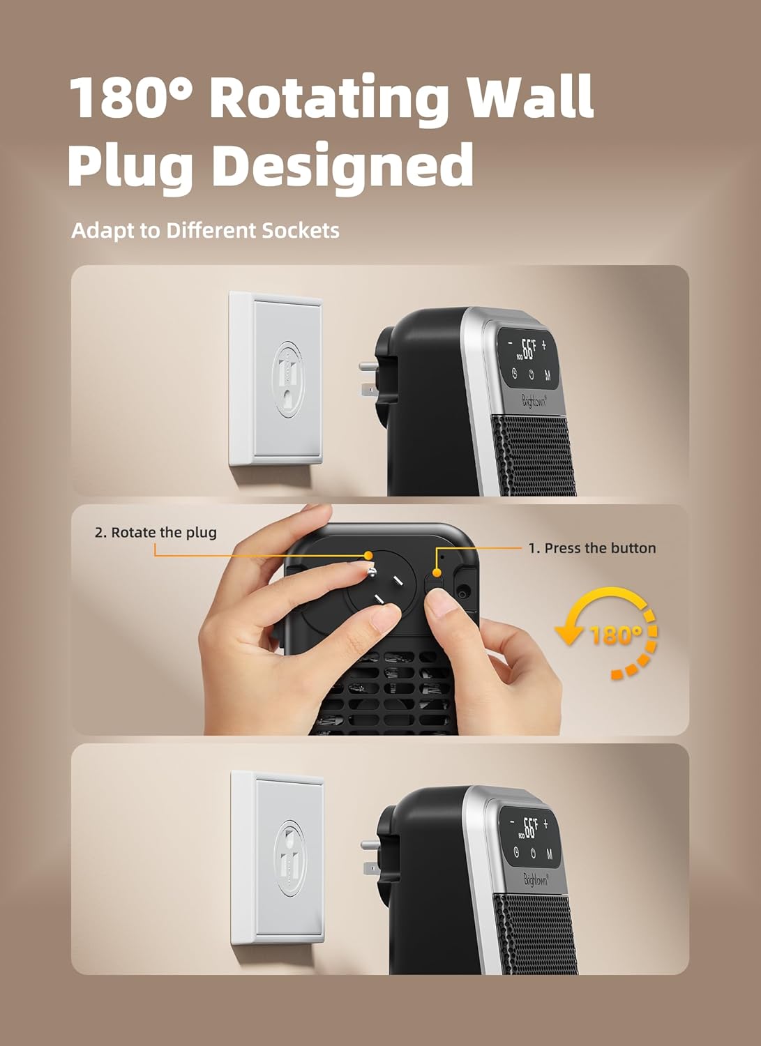 brightown-800w-plug-in-space-heater-with-remote-touch-led-display-180-rotating-p image 2