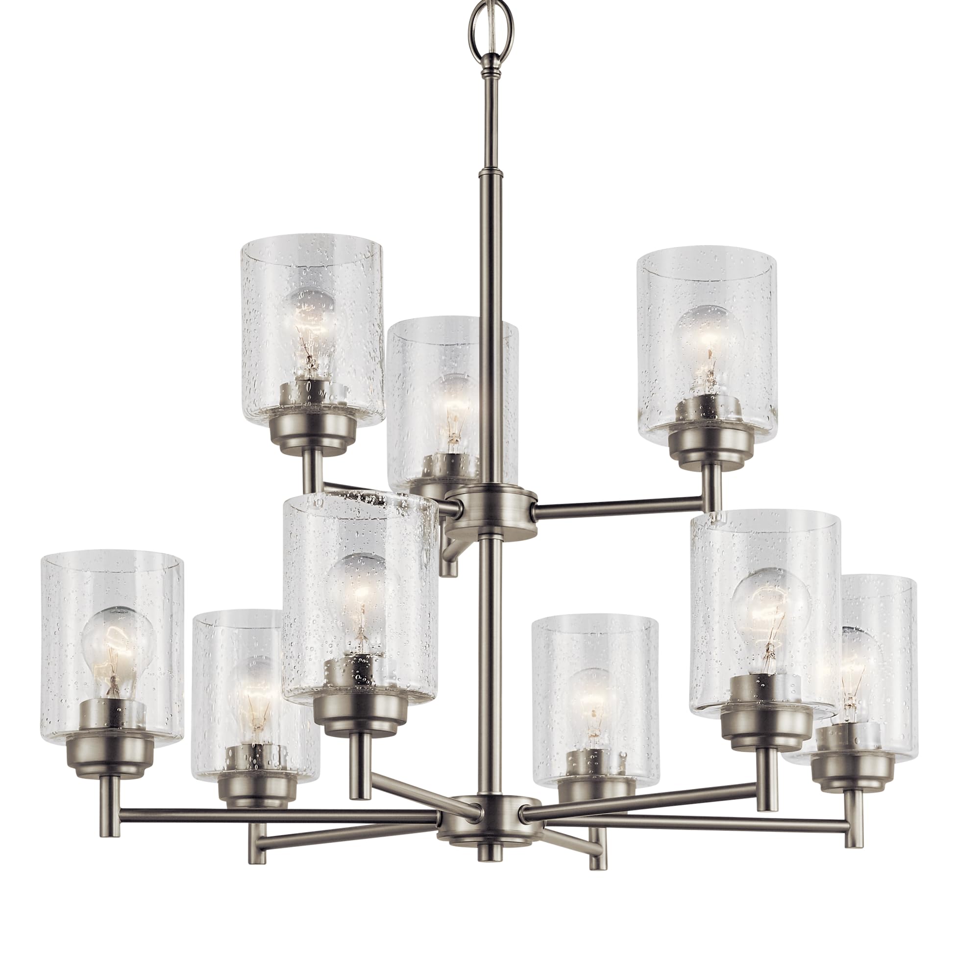 kichler-winslow-27-9-light-2-tier-chandelier-brushed-nickel-with-clear-seeded-gl image 2