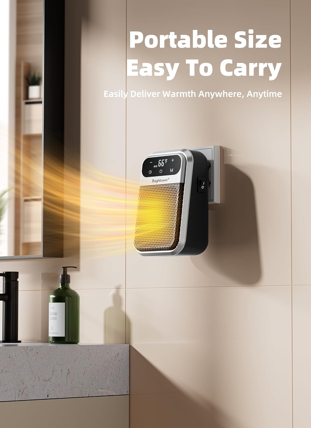 brightown-800w-plug-in-space-heater-with-remote-touch-led-display-180-rotating-p image 3