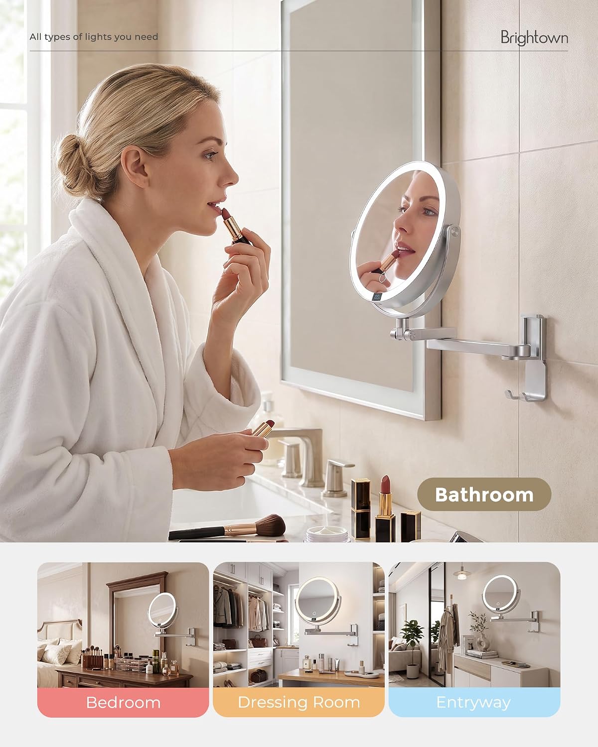 brightown-4000mah-rechargeable-wall-mounted-lighted-makeup-mirror-with-3-color-l image 8