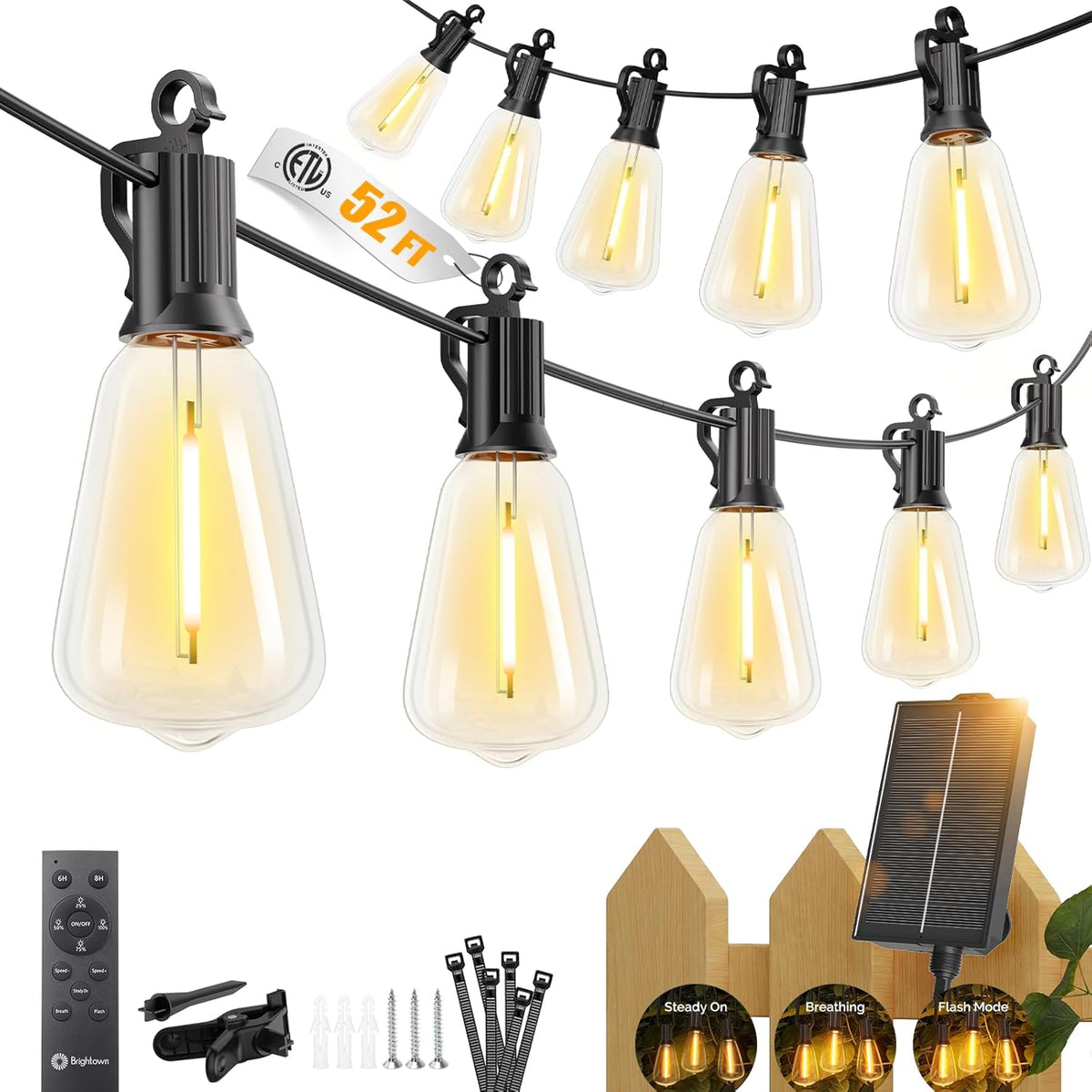 brightown-52ft-solar-powered-st38-15-1-shatterproof-led-blubs-string-lights-outd image 1
