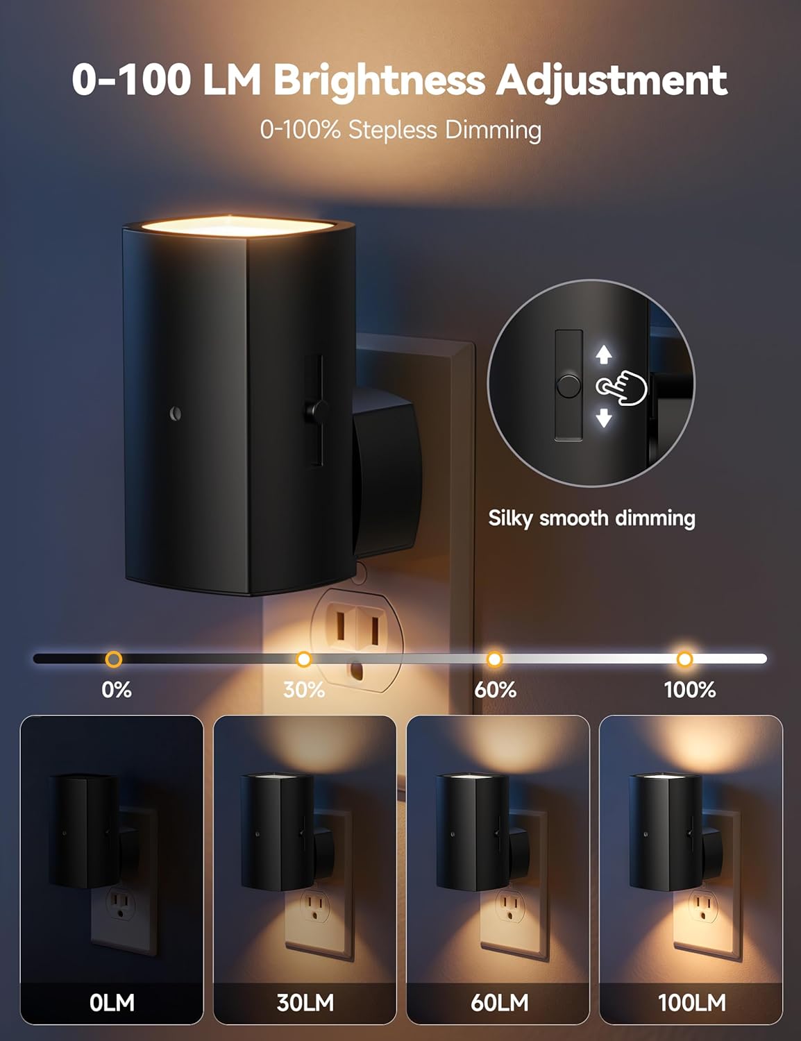 brightown-2-pack-plug-in-night-lights-with-light-sensor-and-dimmable-warm-white image 5