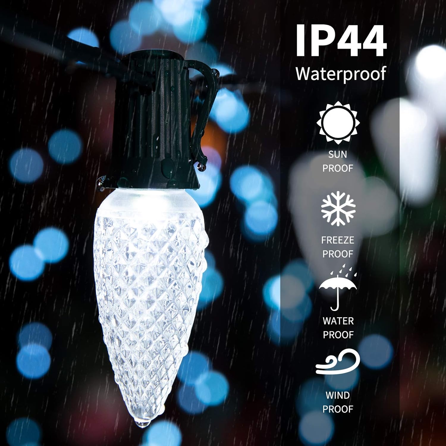 brightown-100ft-plug-in-c9-strawberry-led-string-lights-100-pure-white-bulbs-gre image 2