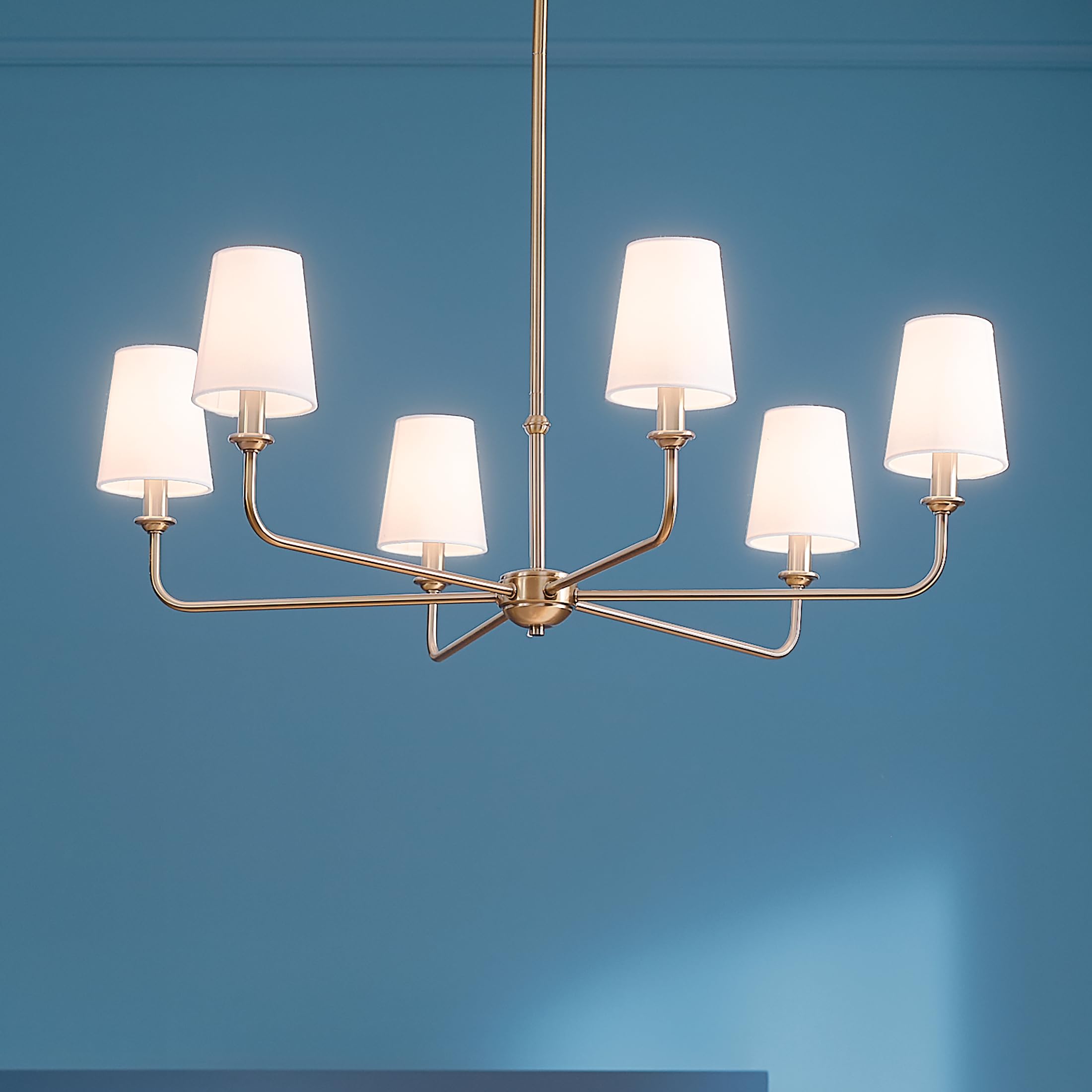 kichler-pallas-6-light-chandelier-brushed-natural-brass-with-optional-linen-tape image 2